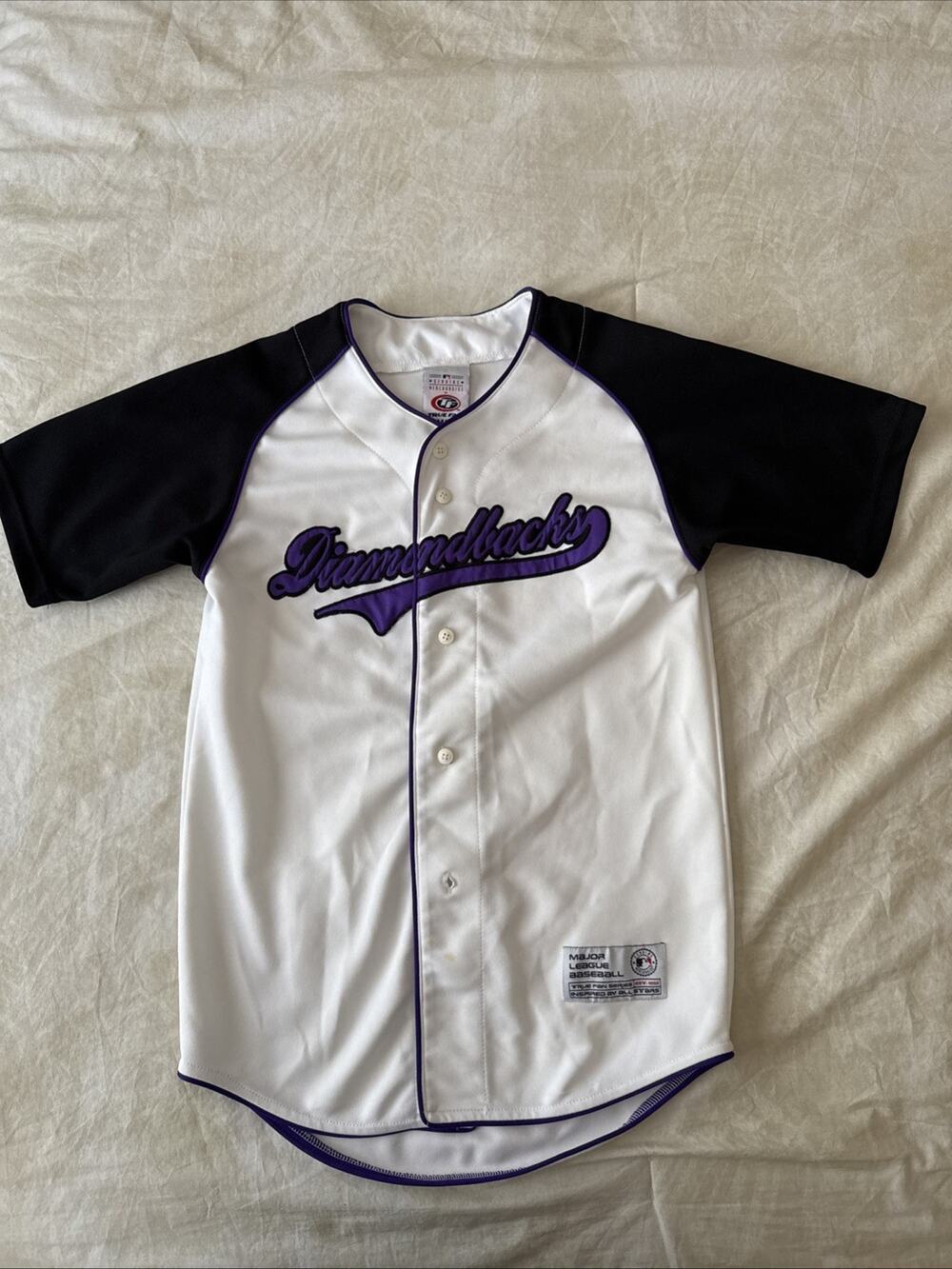 True Fan Arizona Diamondbacks MLB Baseball Jersey Button Up White Youth M 8-10